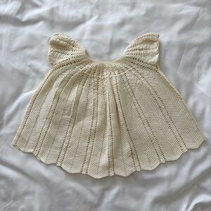 Vintage girls knit cream macrame blouse tunic toddler boho cottage 9 months